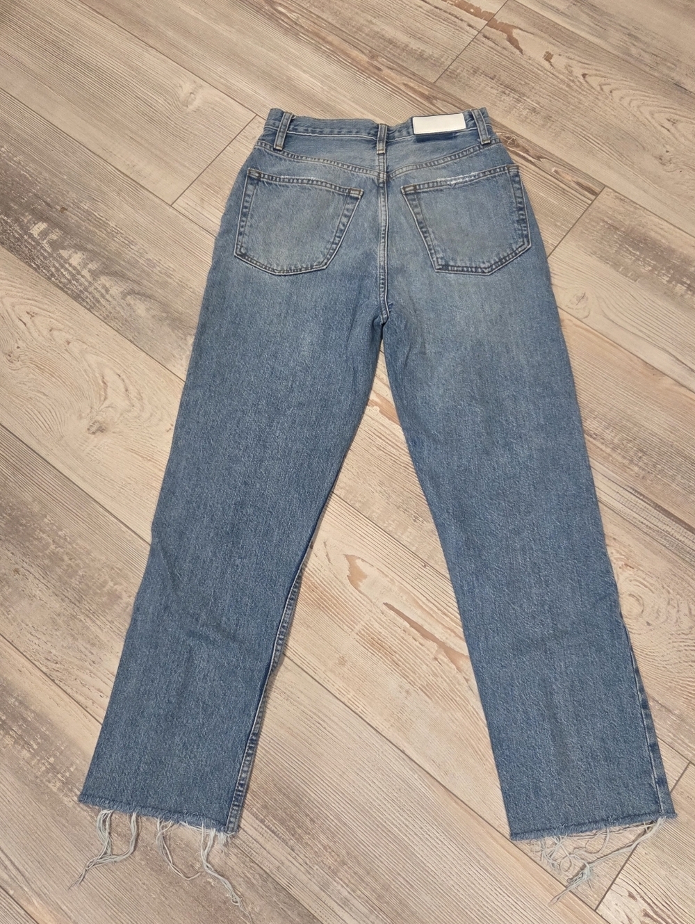 Re/Done Comfort Stretch High Rise Stove Pipe Jeans- In Medium Wash - Picture 13 of 13